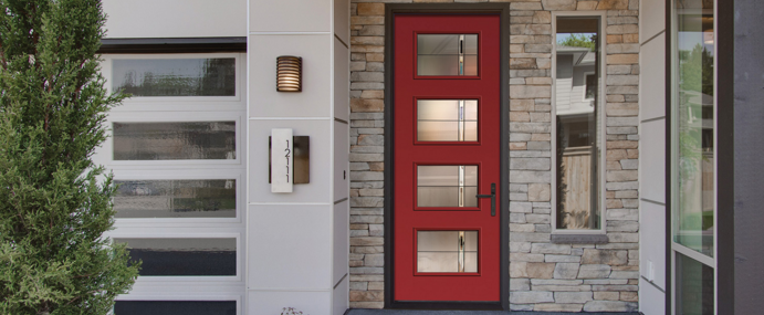 red modern pulse series entry door